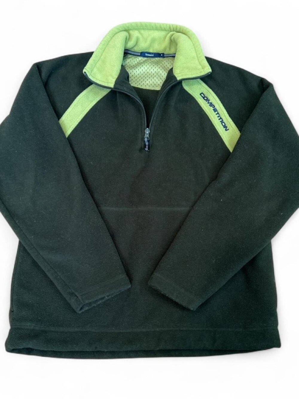 Vintage 90’s Bossini Olive Half-Zip Fleece Pullover with Light Green Accents